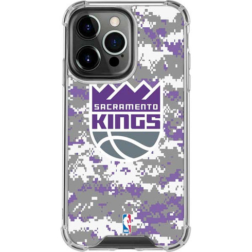 NBA Sacramento Kings Purple Digi Camo iPhone 15 Pro Clear Case